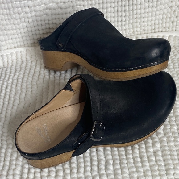 Dansko Black Suede Mules with Side Buckle - Picture 2 of 8